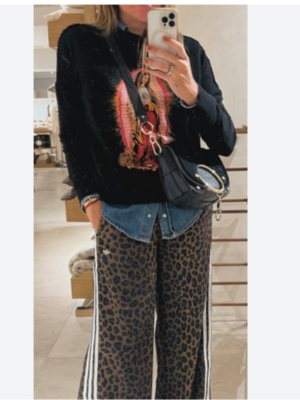 ADIDAS ORIGINALS 3 STRIPES LEOPARD DENIM BERMUDA SHORTS - Picture 8 of 11